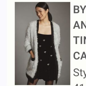 Anthropologie Black and White Tinsel Cardigan
